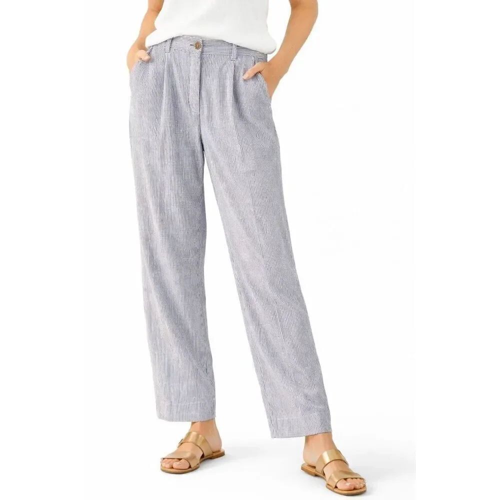 L.L. Bean Vintage seersucker high rise trouser pant 8